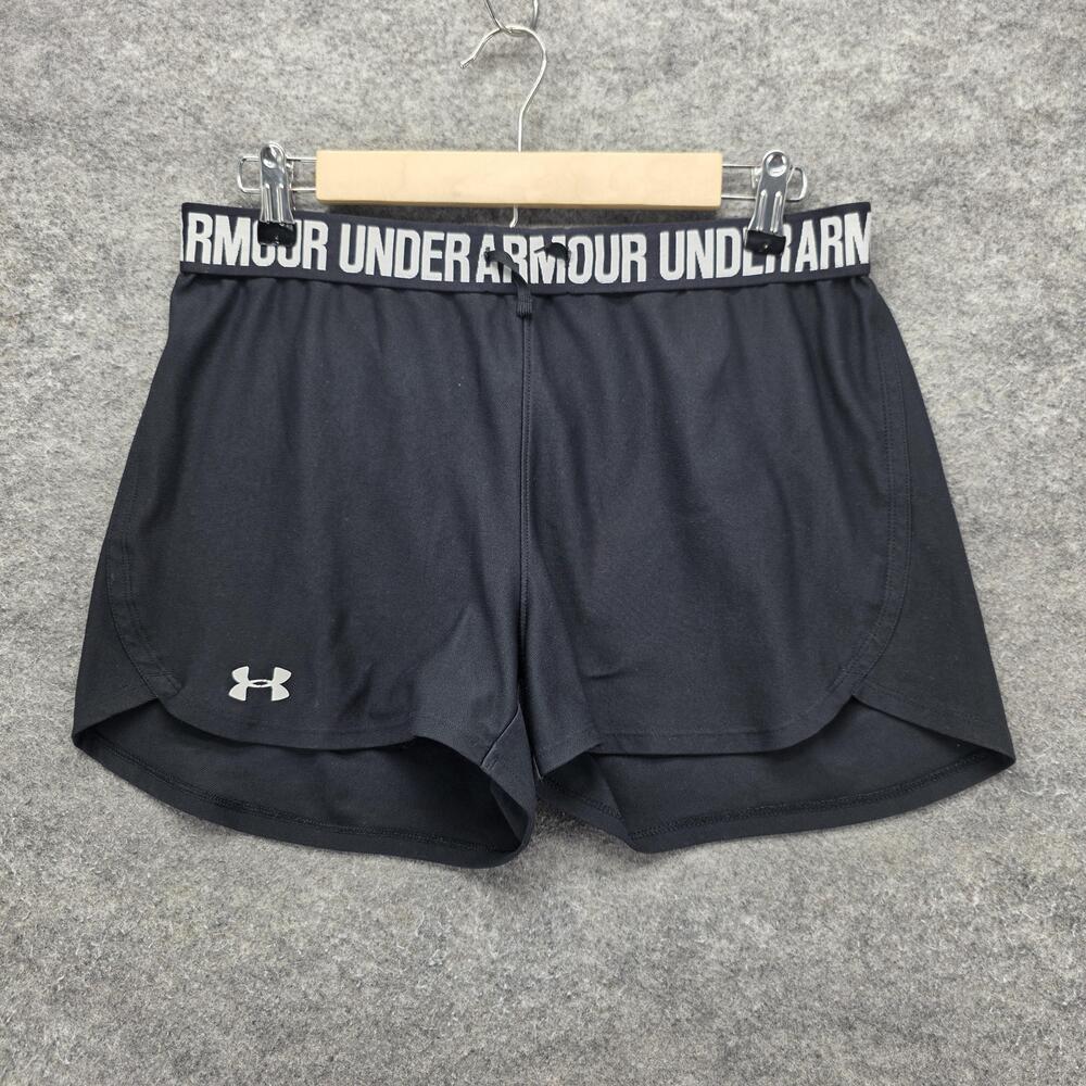 Under Armour Shorts Womens M Black 3 In Running Athletic Pockets Elastic Waist